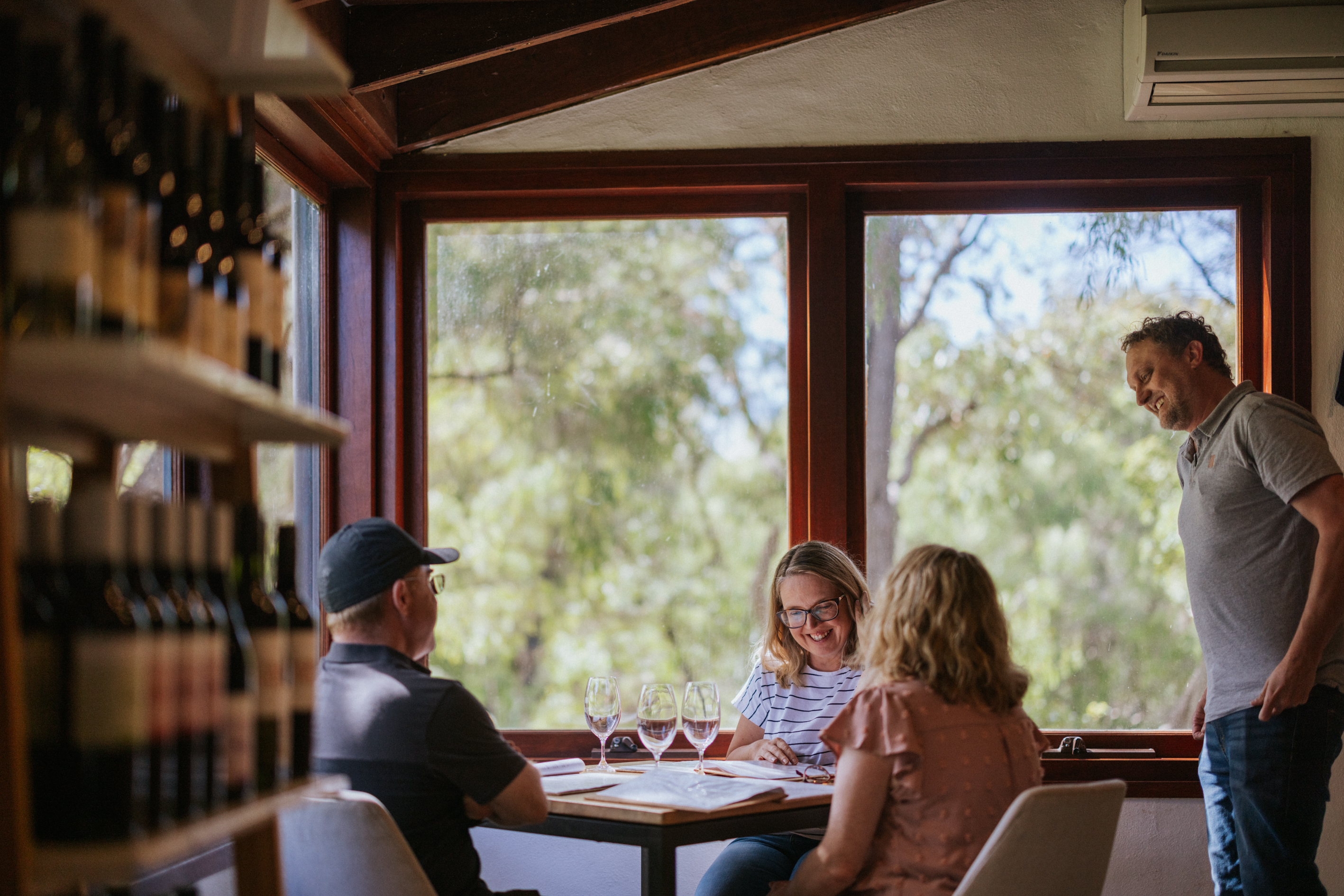 People doing wine tasting at Juniper cellar door
